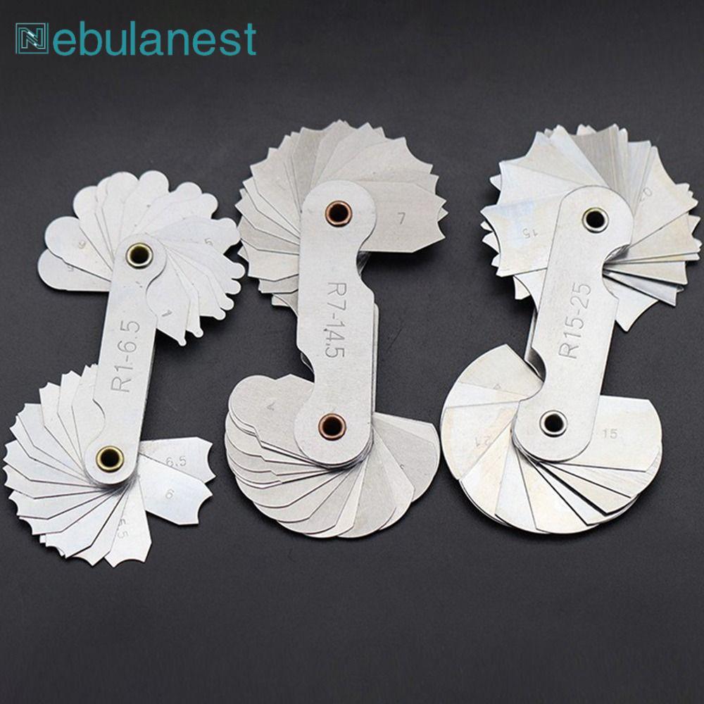 NEBULANEST 16 ชิ้น/เซ็ต Radius Gauge Radius Fillet Gauge วัด Gage สแตนเลสตัวอย่าง R Gauge