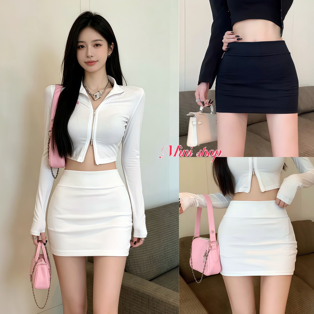 Mini shop พร้อมส่ง กระโปรงสั้นผ้ายืด ปรับทรงให้ดูผอม ผ้าใส่สบาย เซ็กซี่ -FY5222
