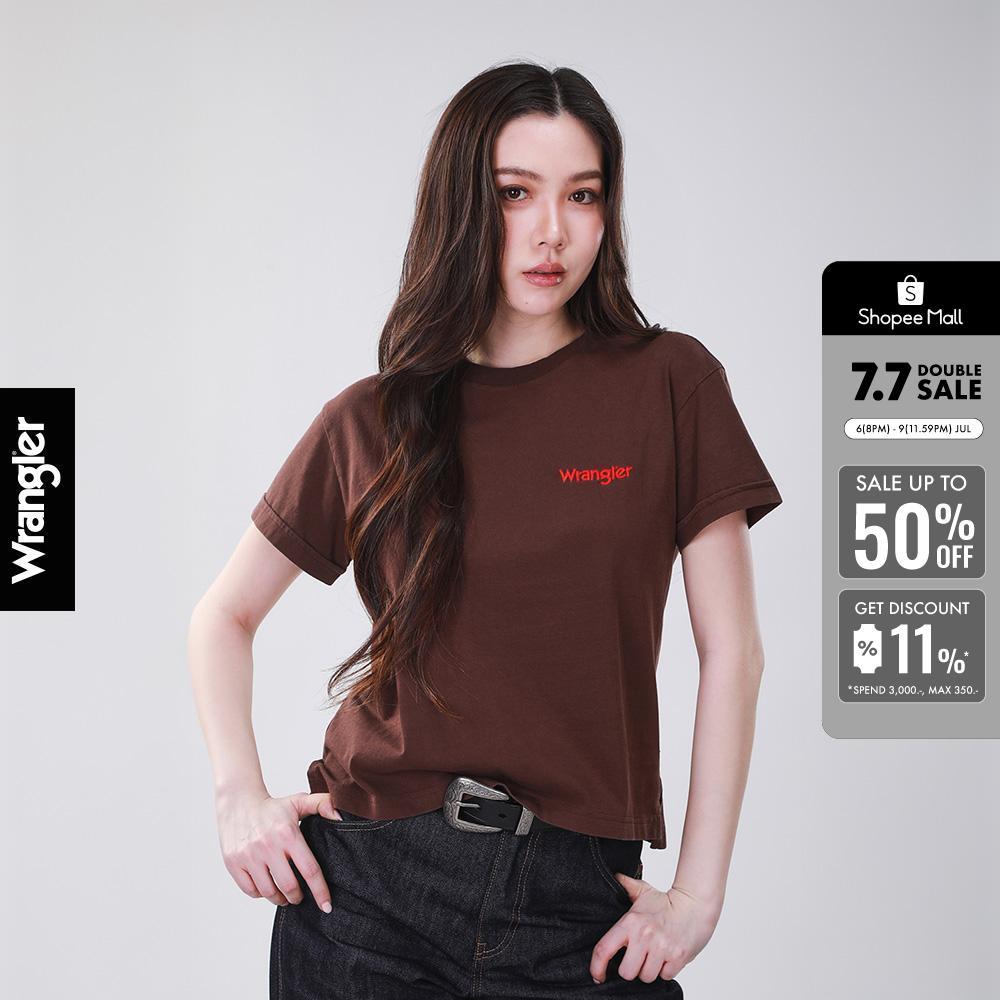 WRANGLER เสื้อยืดแขนสั้นผู้หญิง คอลเลคชั่น Wrangler Legends รุ่น WR S126WTSSN02 สีน้ำตาล