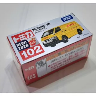FL2 Tomica First Lot 102 DHL Delivery Van ใหม่ในซีล 配送バン 1/64 🧩 รถโทมิก้าขนาดเล็ก 6.5-7.0 ซม