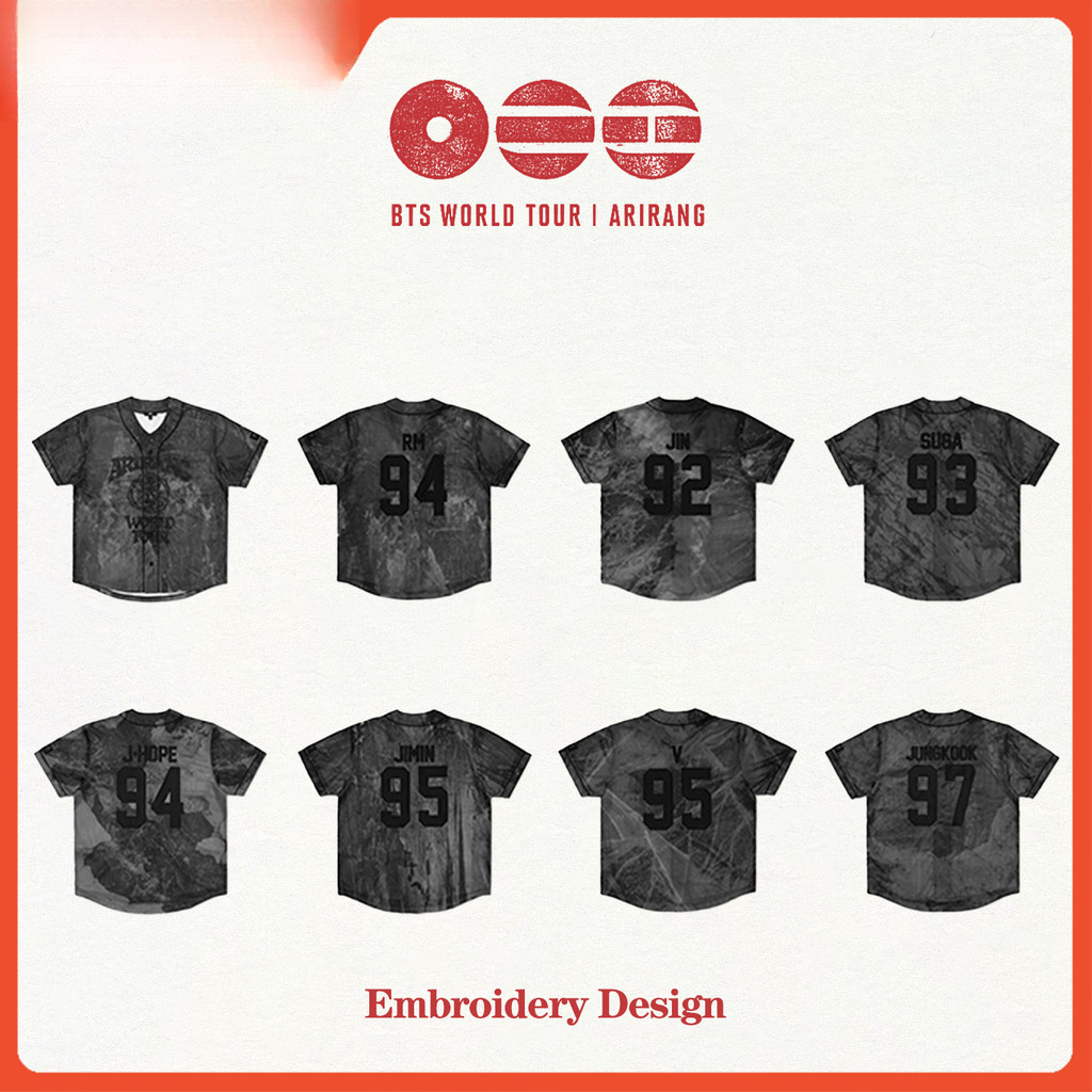 BANGTAN ARIRANG WORLD TOUR Merch เย็บปักถักร้อย Jersey Vintage Unisex Plus ขนาด SUGA JUNGKOOK V JIMI