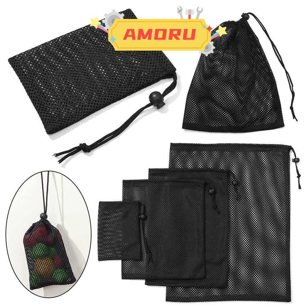 AMOR12U7 Mesh Drawstring Bag Travel Nylon Multi Purpose Stuff Sack