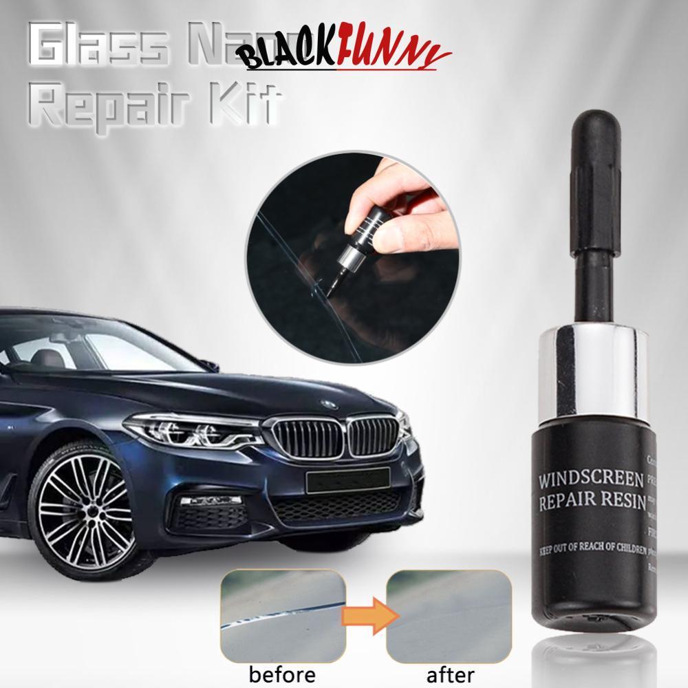 BLACKFUNNY 1 ชุด Auto Glass Nano Repair Fluid รถกระจกหน้าต่าง Crack Chip ชุดเครื่องมือซ่อมแซม H2R6