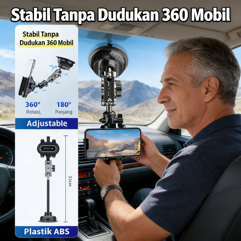 กล้องติดรถยนต์พลาสติกสีดําหมุนได้เสถียรปรับเมา360องศา