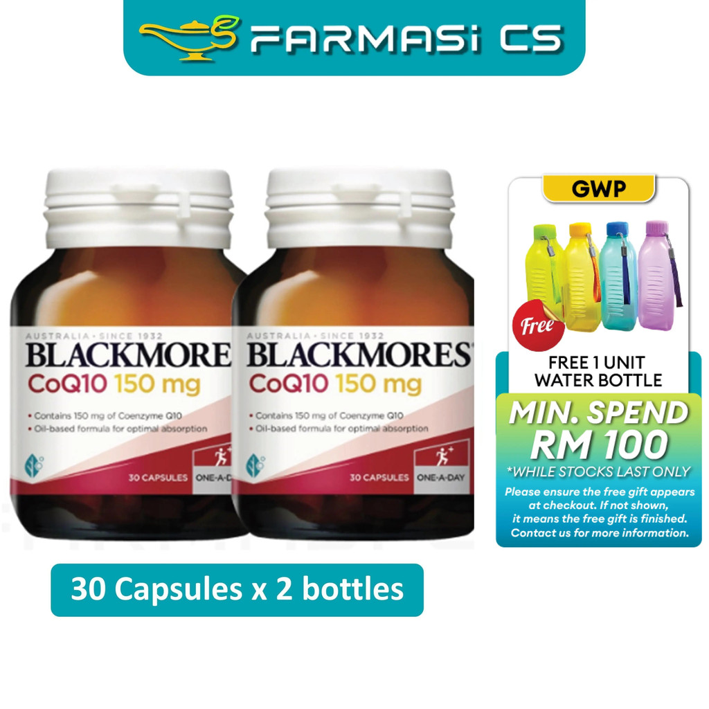 BLACKMORES CoQ10 150มก. 30 แคปซูล x 2 ขวด EXP:01/2028 [ Co q10 / Coenzyme Q10, Farmasi CS ]