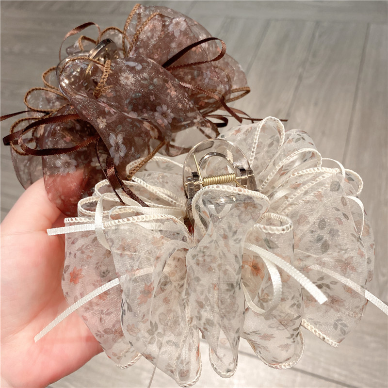 13 ซม. ~ Cloud พัฟจีบดอกไม้ผมหางม้า High-End Shark Clip กิ๊บติดผม