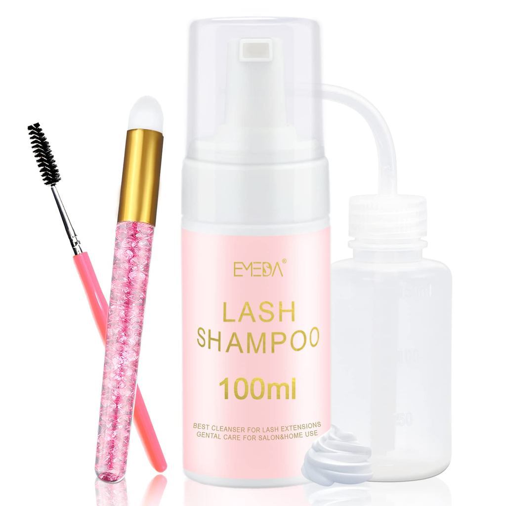 EMEDA Lash Shampoo Kit - 3.38 fl.oz / 100ml Gentle Foam Lash Cleanser, Oil-Free Cleaning for Wash Ex