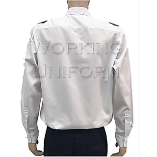 เสื้อเชิ้ตนักบิน ชายสีขาว แขนยาว (ไม่รวมบั้ง) ผ้าคอมทวิว