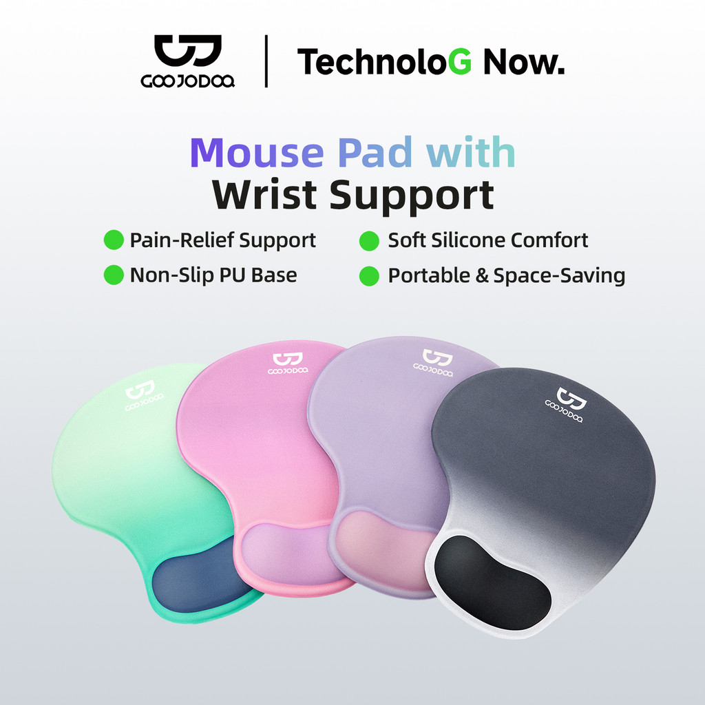GOOJODOQ Mouse Pad การออกแบบส่วนที่เหลือข้อมือรูปตัว U Stable และไม่ลื่นฐาน PU วัสดุซิลิโคนอ่อนนุ่ม