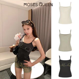 MOSESQUEEN เสื้อคล้องคอลูกปัดสไตล์ตัวอักษรสาวฮอตสวมเป็นเสื้อตัวนอกพร้อมเสื้อแขนกุดชั้นในทรงเข้ารูปมีสไตล์และเข้ารูป #63774