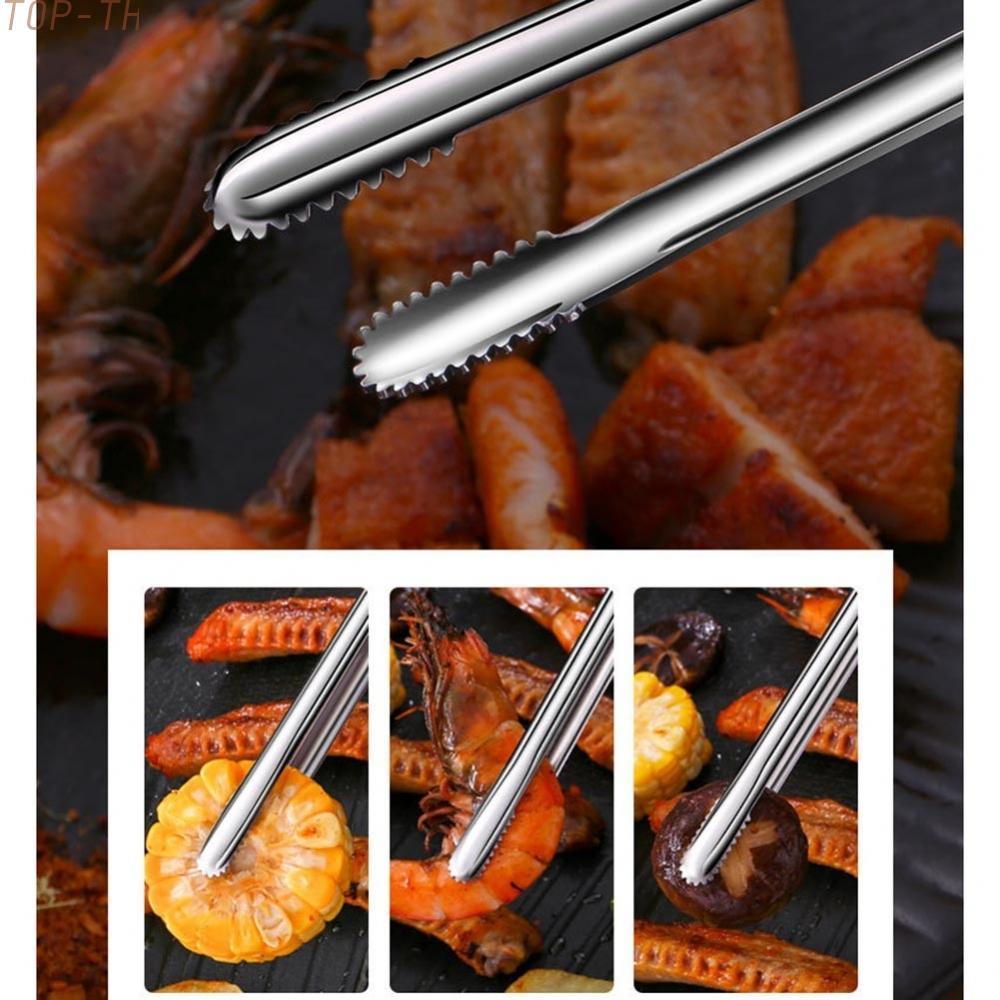 Long and Practical Stainless Steel Grill Tongs Perfect for Bread and Steak