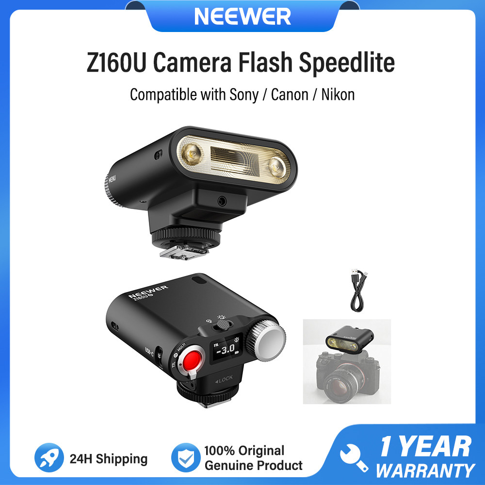 NEEWER Z160U TTL Mini Camera Flash Speedlite, ใช้งานร่วมกับ Sony/Canon/Nikon, 18Ws GN14 6000K TTL 1/