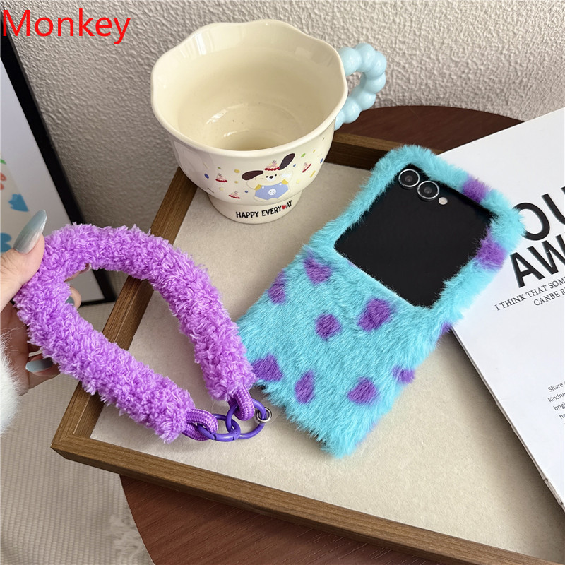 Plush Blue Spot รูปแบบน่ารักเคสโทรศัพท์สําหรับ Samsung Galaxy Z Flip 8 7 FE 6 5 4 3 ZFlip8 ZFlip7 ฮาร์ดฝาครอบป้องกัน