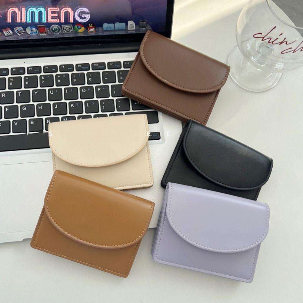 กระเป๋าสตางค์ผู้หญิง NIMENG กระเป๋าใส่เหรียญความจุขนาดใหญ่แบบพกพา สี Dopamine กระเป๋าหนัง PU ขนาดเล็กเงินสดหญิง