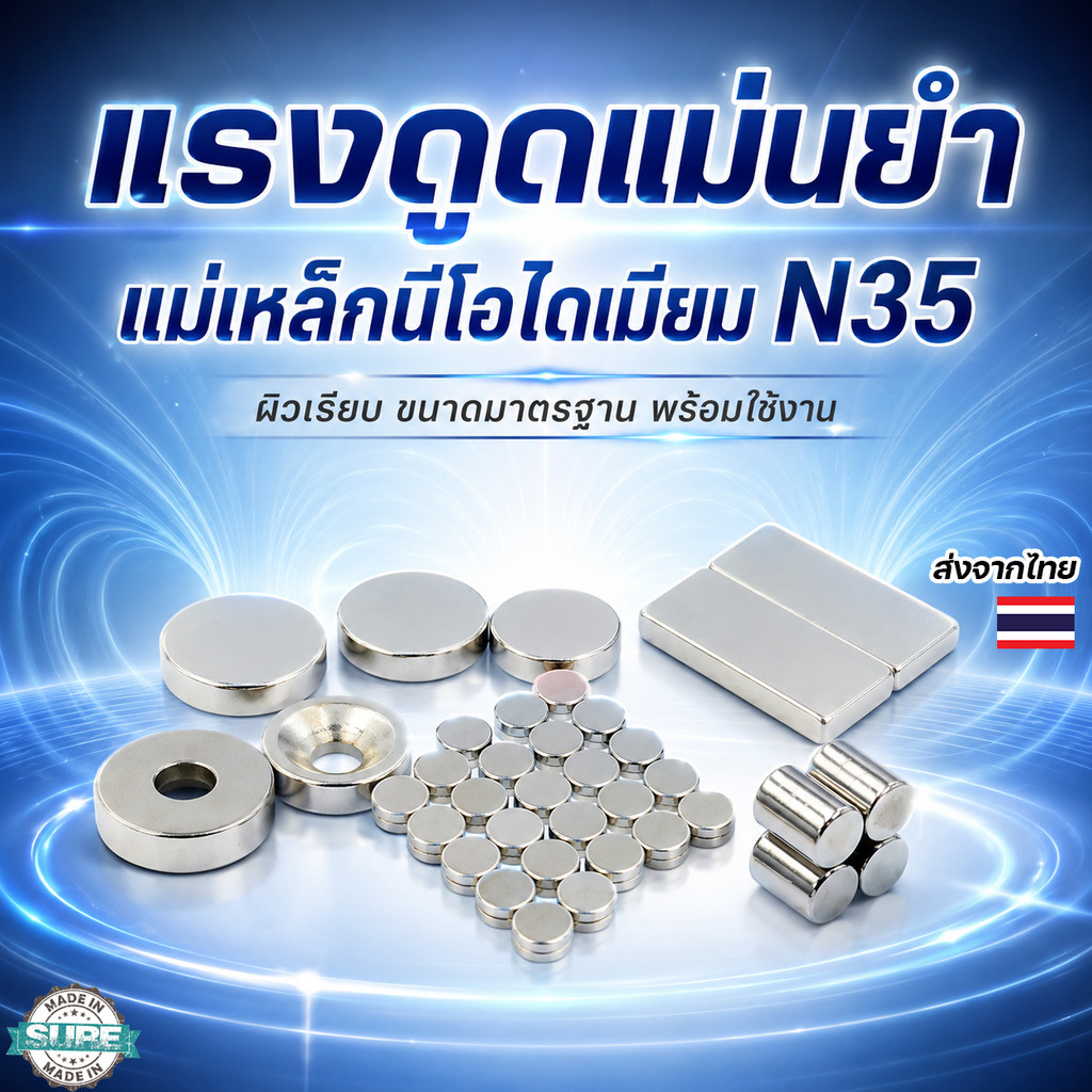 แม่เหล็กเกรด N35 ขนาด 8mm x 5mm และ 10mm x 2mm แข็งแกร่ง ดูดแรง สำหรับโปรเจกต์งาน DIY และอุปกรณ์