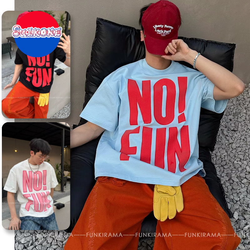 SUIKONE ซุยโคเนะ เสื้อยืดผู้ชายแขนสั้นแบรนด์แฟชั่นอเมริกันทรงหลวมและอเนกประสงค์ ไม่จํากัดเพศ สไตล์