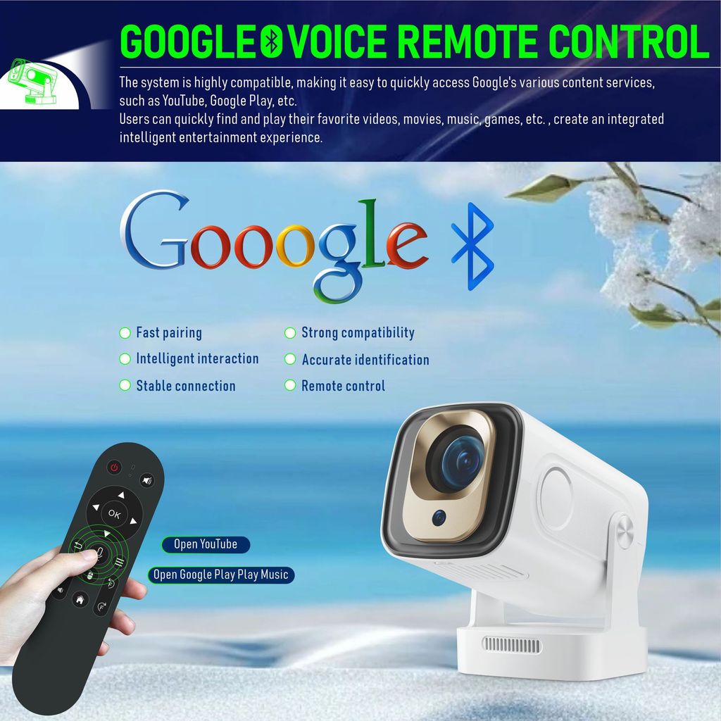 HY260pro ออโต้โฟกัสจริง 1080P เสียงบลูทูธรีโมทคอนโทรล Android 4K Home โปรเจคเตอร์ XLNT