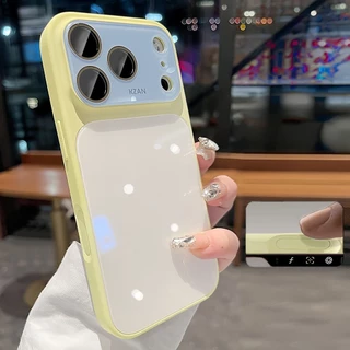 เคสโทรศัพท์หน้าต่างขนาดใหญ่สีตัดกัน Dopamine สไตล์ใหม่สําหรับ iPhone 17 Pro Max 16 15 14 13 Pro Max ครอบคลุมเต็มรูปแบบกันกระแทกฝาหลัง