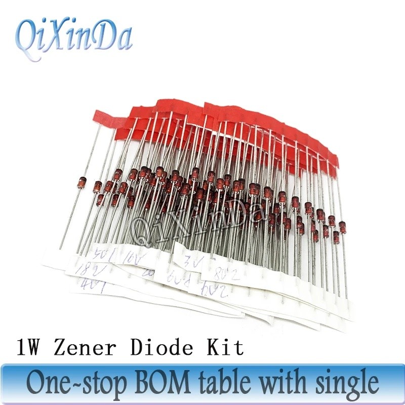 100PCS 1W Zener ไดโอด DO-41 3V3 3V9 4V3 4V7 5V1 5V6 6V2 7V5 8V2 9V1 10V 12V 13V 15V 18V 18V 24V 1A 7