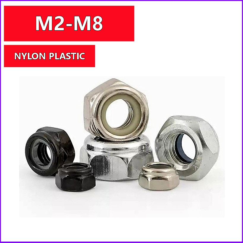 Nylon Insert Lock Nuts Nickel/Galvanized M2-M8 สําหรับเครื่องจักร [YL-PH]