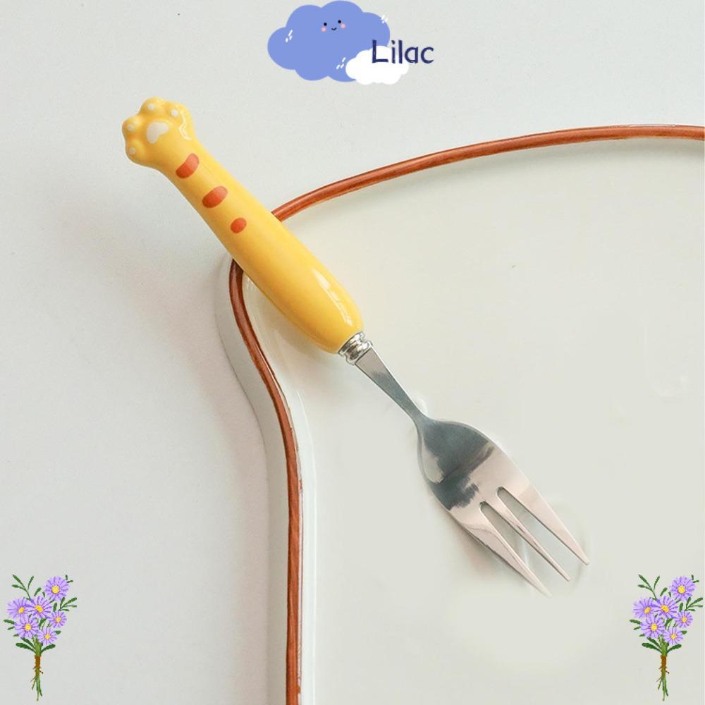 LILAC 1Set Tableware, Rustless Steel Cartoon Outer Flatware Set, Rounded Smooth Short หนาน้ําหนักเบา