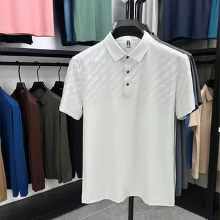 Chaistyle เสื้อโปโลผู้ชาย รุ่นใหม่ฤดูร้อน ระบายอากาศได้ดี ผ้าไอซ์ซิลค์ แขนสั้นพิมพ์ลายทาง แห้งเร็ว ชุดคุณพ่อวัยกลางคน