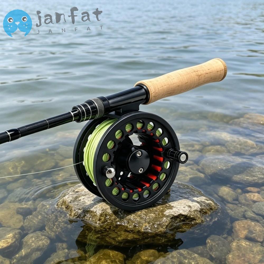 JANFAT Fly Reel Combo, WF Floating Fly Line ขนาดใหญ่ Arbor Fly Fishing Reel, อลูมิเนียมน้ําหนักเบา 3