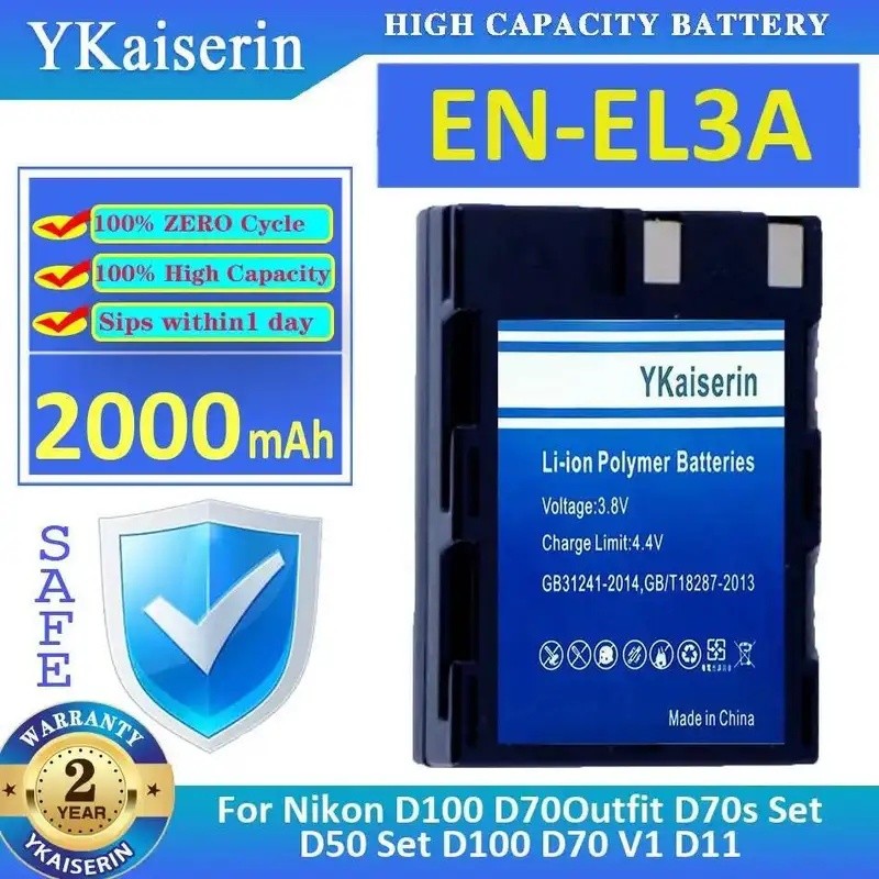 EN-EL3A 2000Mah สําหรับ Nikon D100 D70outfit D70s ชุด D50 D70 V1 D11 กล้องที่เชื่อถือได้แบตเตอรี่