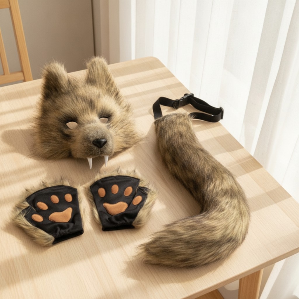 Wolf Mask Soft Furry Mask อุปกรณ์เสริมเครื่องแต่งกาย Shaggy Cute สําหรับคอสเพลย์ คอสเพลย์ ฮาโลวีน