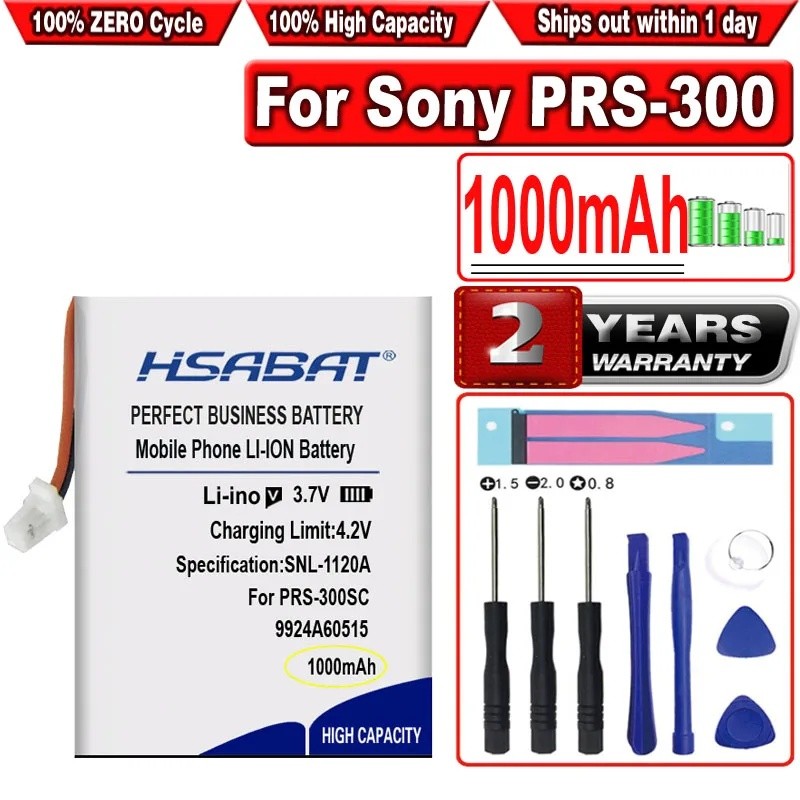 HSABAT แบตเตอรี่ 1000mAh สําหรับ Sony PRS-300 1-756-769-31 9702A50844 9924A60515 LIS1382(S) PRS-300B