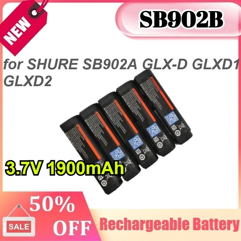 SB902B 3.7V 1900mAh สําหรับ SHURE SB902A GLX-D GLXD1 GLXD2 ดิจิตอลระบบไร้สายแบตเตอรี่