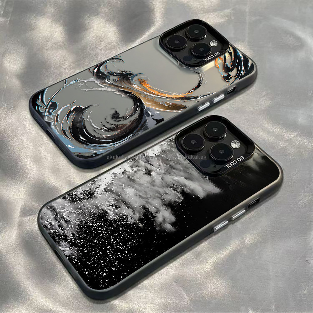 เคสสำหรับ iPhone 11 12 13 14 15 16 17 Pro Max เคสโทรศัพท์มือถือกันกระแทก IMD PCคลื่น