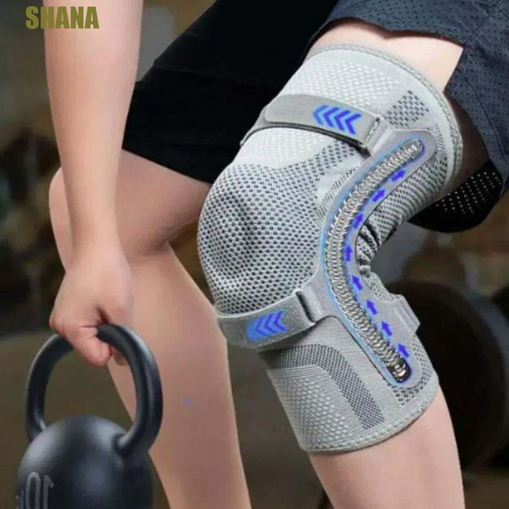 SHANA สนับเข่ากีฬา, อุปกรณ์ป้องกันรั้งขายืดหยุ่นสายรัดเข่าไนลอน, อุปกรณ์ป้องกันกีฬา Ajustable สายรัดความปลอดภัยระบายอากาศซิลิโคน Patella สายรัดฟิตเนส