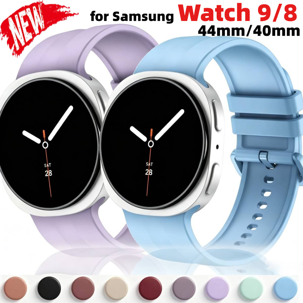 สายรัดซิลิโคนอ่อนนุ่มสําหรับ Samsung Galaxy Watch 9 40 44 มม.สายรัดกีฬาระบายอากาศสําหรับ Galaxy 8/8classic 40/44/46 มม.สร้อยข้อมือผู้หญิง