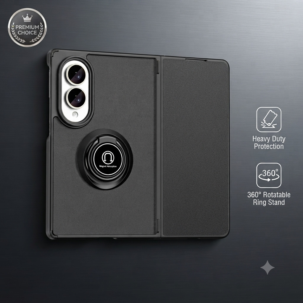 เคส Samsung Galaxy Z Fold 8 / Fold 7 / Fold 6/5 เคสกันกระแทก พร้อมขาตั้งแหวนแม่เหล็ก หรูหรา ทนทาน Heavy Duty Case
