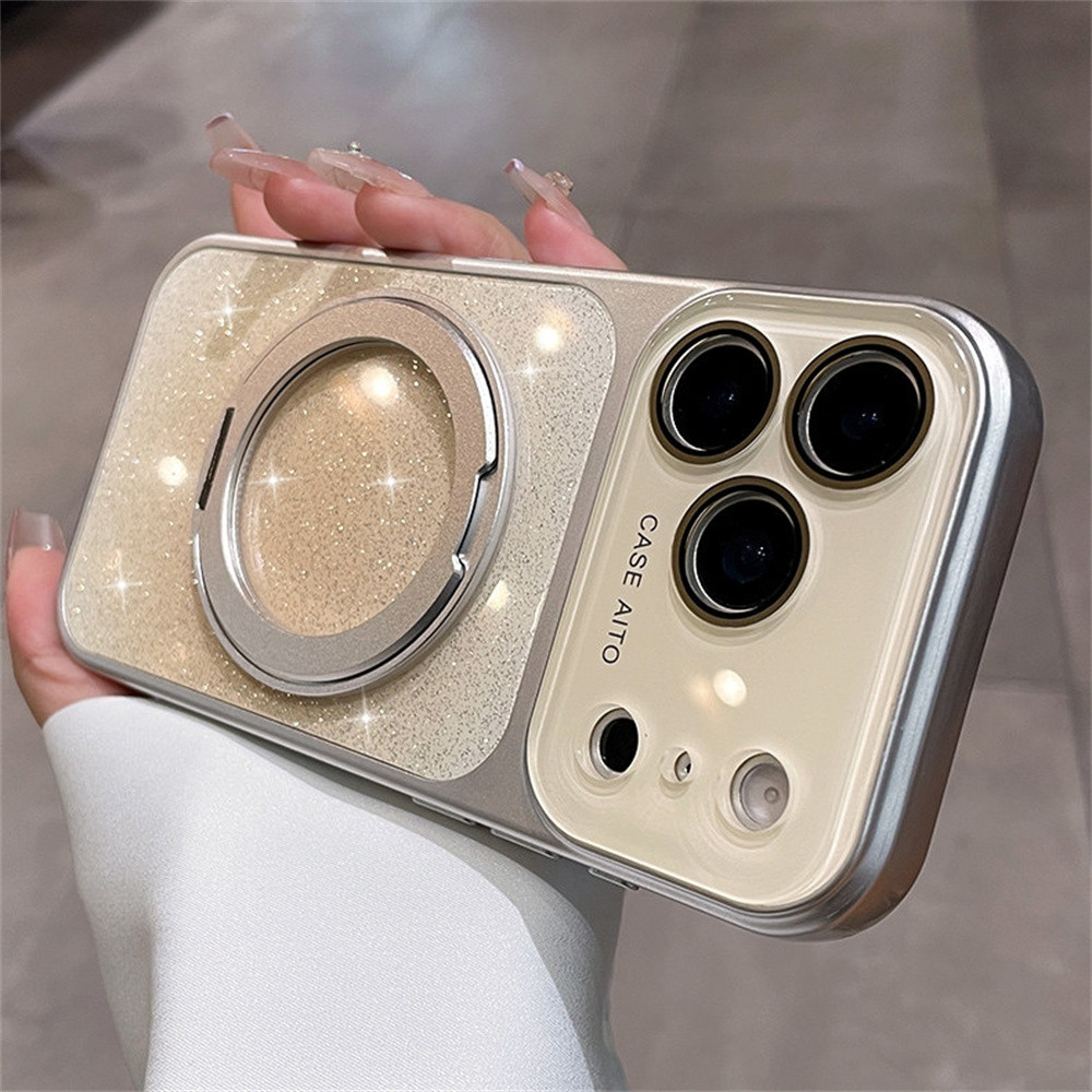 Sparkling powder Smudgeing hollow bracket เคสโทรศัพท์สําหรับ iPhone 17 Pro Max 13 14 15 16 Pro Max รวมทุกอย่าง Hard ฝาครอบป้องกัน