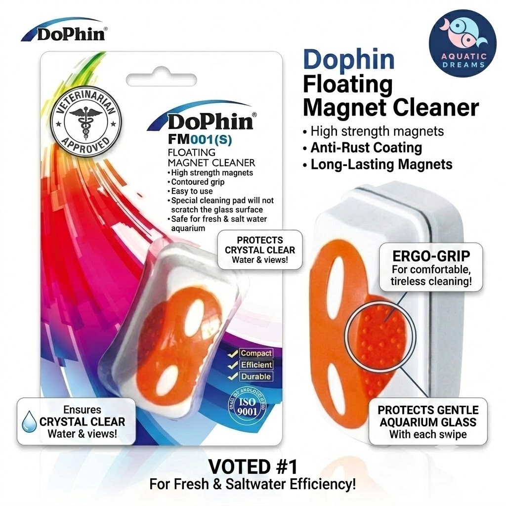 Dophin Floating Magnet Cleaner FM001 FM002 FM003 FM004 FM005 Pembersih Keka Aquarium 水Anhuang力刷