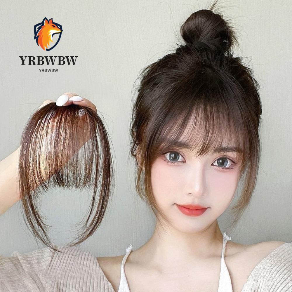 YRBWBW Air Bangs Hairpiece,สําหรับสาวผู้หญิง Mini Fake Bangs,สีดําสีน้ําตาลสังเคราะห์ Hairpiece Exte
