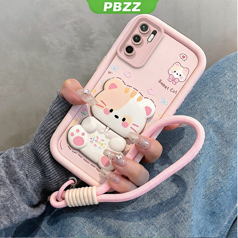 PBZZ สําหรับ REDMI NOTE 10 5G POCO M3 PRO 5G เคสโทรศัพท์ Softcase ซิลิโคนกันกระแทกใหม่ออกแบบความงามสําหรับสาวแมวน่ารักผู้ถือ lanyard JTDTMZJ3