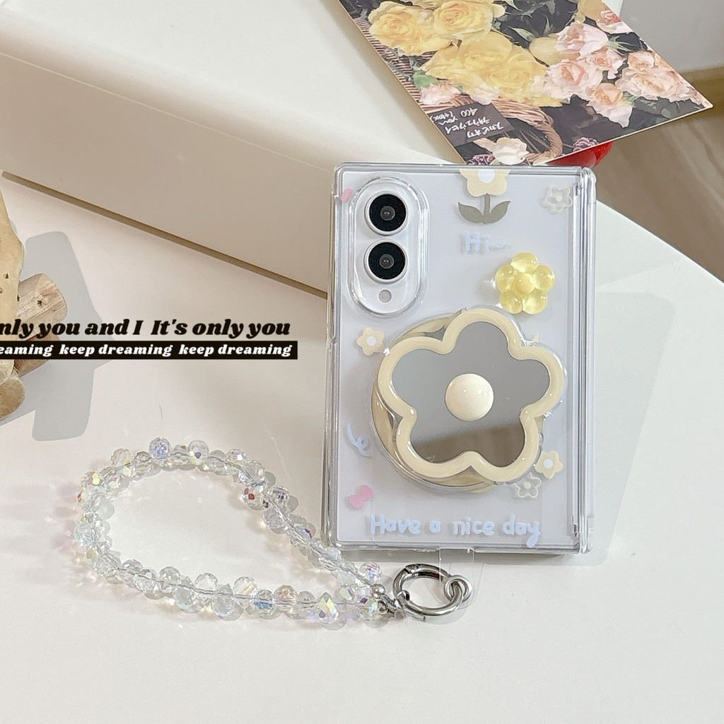 New style ดอกไม้สีเหลืองเล็ก Magnetic holder เคส สำหรับ Samsung Galaxy Fold8 Wide Case ชุดสามชิ้นที่ถอดออกได้รวมทุกอย่าง แกนกลางแม่เหล็ก ป้องกันการตก พลิกปก เคส