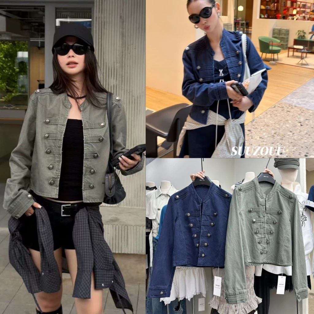 ❤ 🧵 🇰🇷 SU501 Crop Jacket เสกฟินิชลุคให้สวยเท่ สง่า และแพงระดับตัวแม่ด้วย แจ็กเก็ตยีน แฟชั่นเกาหลี TAG MM Fish 🧡