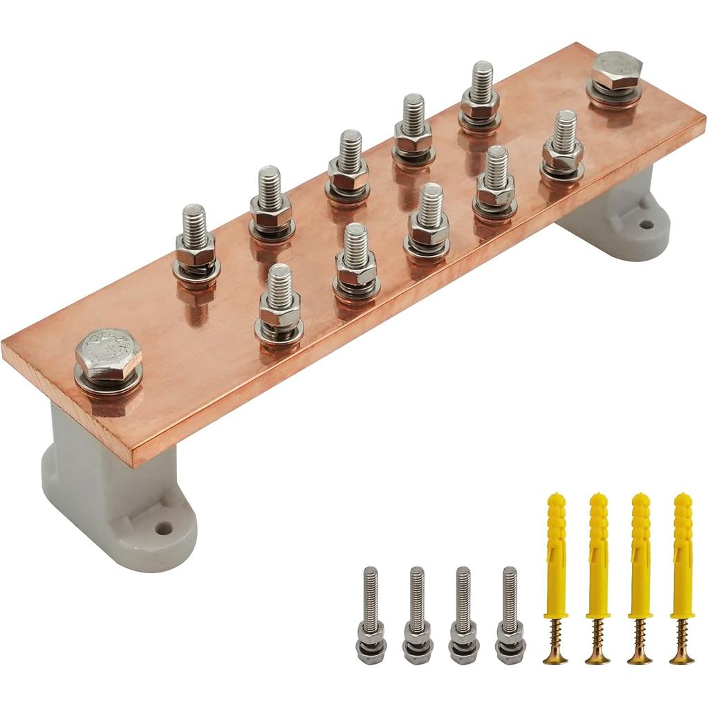 Ground Bar Kit,7.88 อเนกประสงค์ไฟฟ้า Grounding Bus Bar พร้อมตําแหน่ง 1/4 Terminal,อลูมิเนียม Ground 