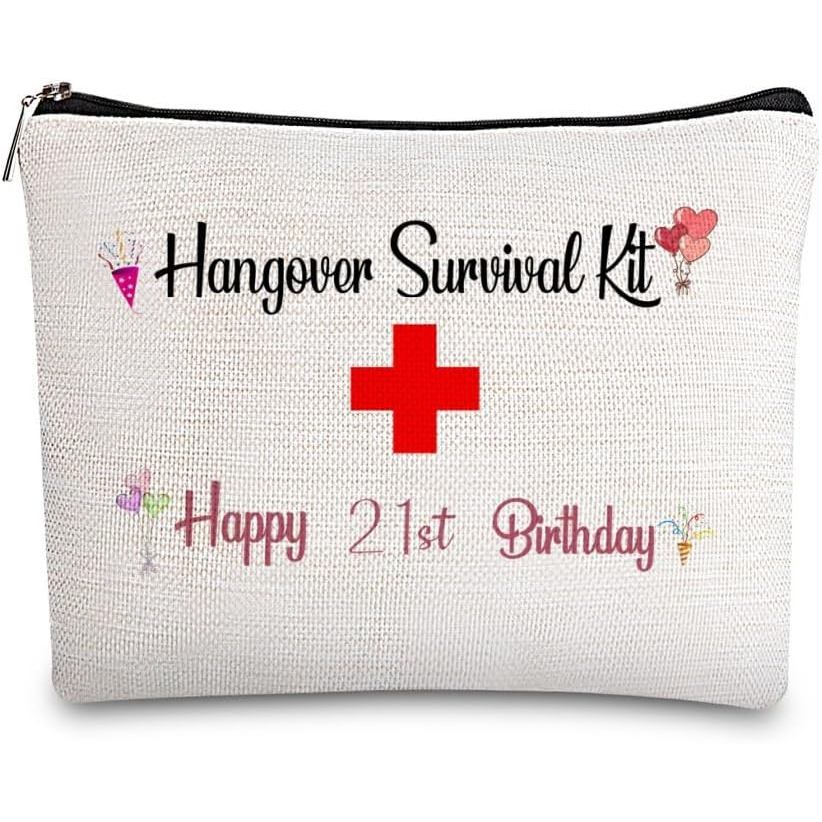ของขวัญวันเกิด 21st กระเป๋าเครื่องสําอางสําหรับเธอ,21ปีวันเกิดHangover Survival Kitกระเป๋าแต่งหน้าลู