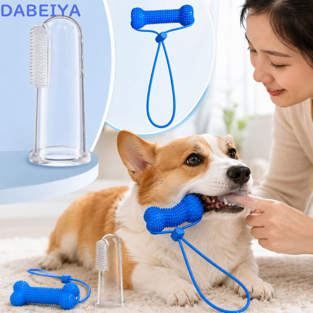 DABEIYA Dual-Action Canine Prop, พร้อมแปรงสีฟันซิลิโคน Blue Dog Chews ของเล่น, Anti Bad Breath PVC ป้องกันฟันผุสุนัขแปรงสีฟันของเล่นสัตว์เลี้ยง Oral Care