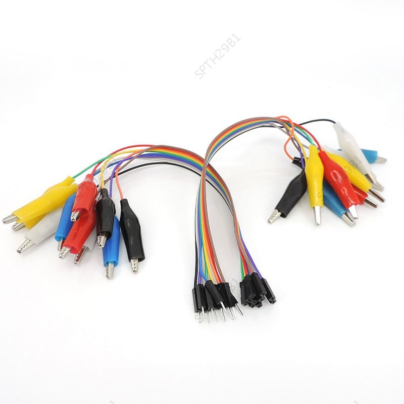 20 ซม.30 ซม.10pin ชายหญิง Double-end จระเข้จระเข้คลิปกระโดด จัมเปอร์ Wire Test Lead connector สาย DIY TH29B1