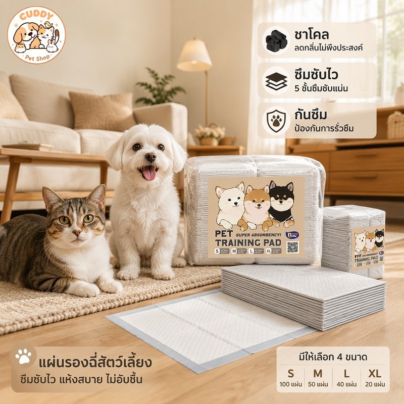 แผ่นรองฉี่สุนัข ชาร์โคล ซึมซับไว กันซึม ดับกลิ่น ที่รองฉี่หมา แมว แผ่นรองฉี่ ฝึกขับถ่าย
