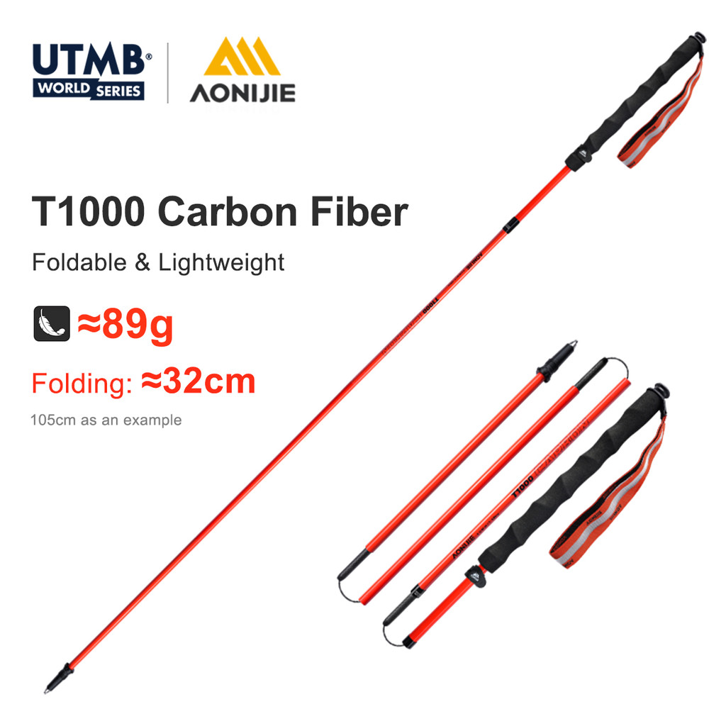 One คู่ AONIJIE E4240 T1000 คาร์บอนไฟเบอร์ Trail Running Trekking Pole ผู้หญิงผู้ชายเรืองแสงน้ําหนักเบาพับเดินป่า Sticks สําหรับ Jogging Walking