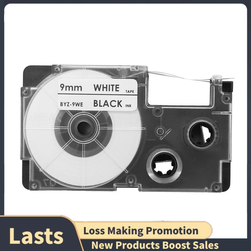3 แพ็ค 9 มม. สีดําบน White Label Tape Label Maker ใช้งานร่วมกับ -120, -60, -100, KL750B, KL750, KL72