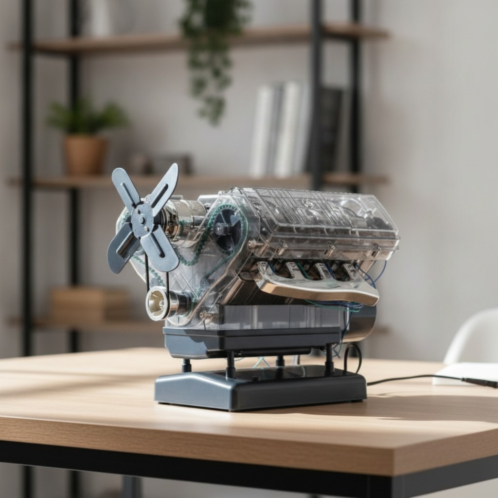V8 Engine Model Kit Mechanical Mini V8 Engine Kit Desktop Educational for Hobbyists, Desk Display, C
