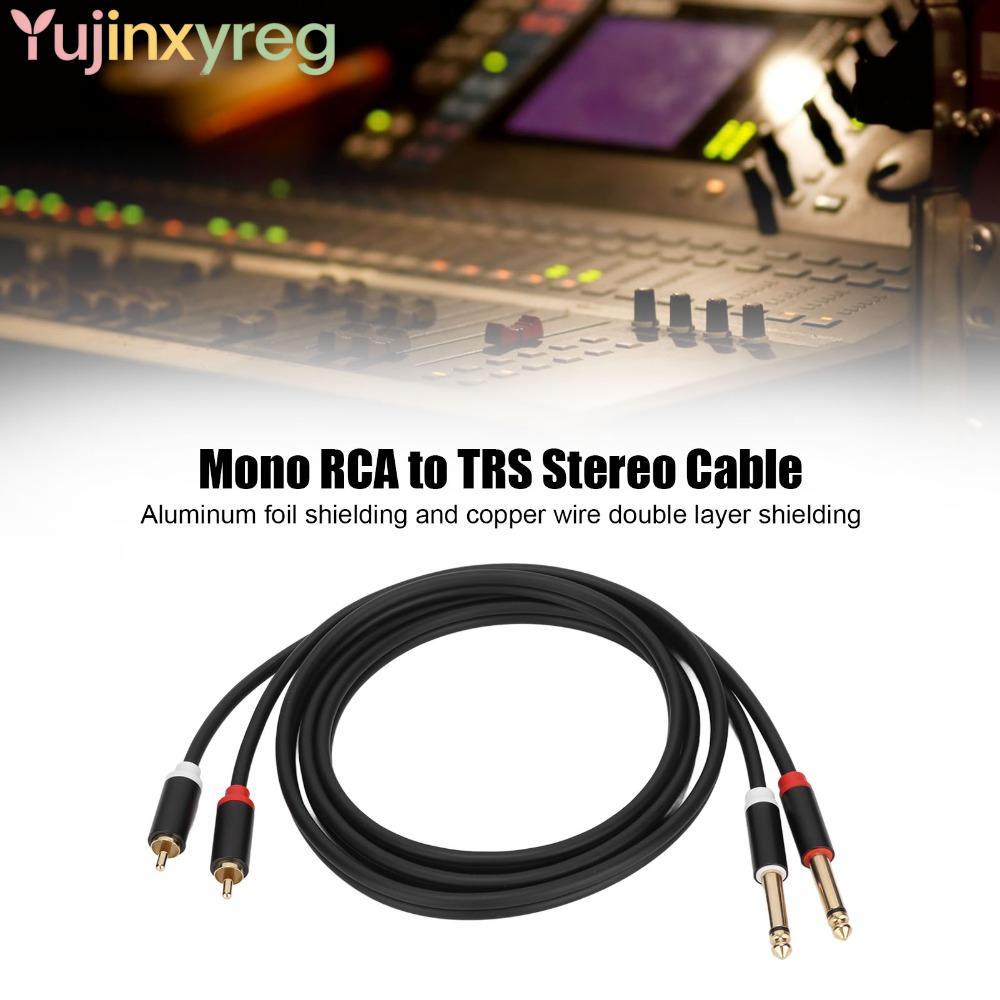 YUJINPH Dual 1/4 TS to Dual RCA Cable, 1.5m / 4.9ft Gold Plated 6.35mm 2 พอร์ต RCA ถึง 2 TS Port Cab